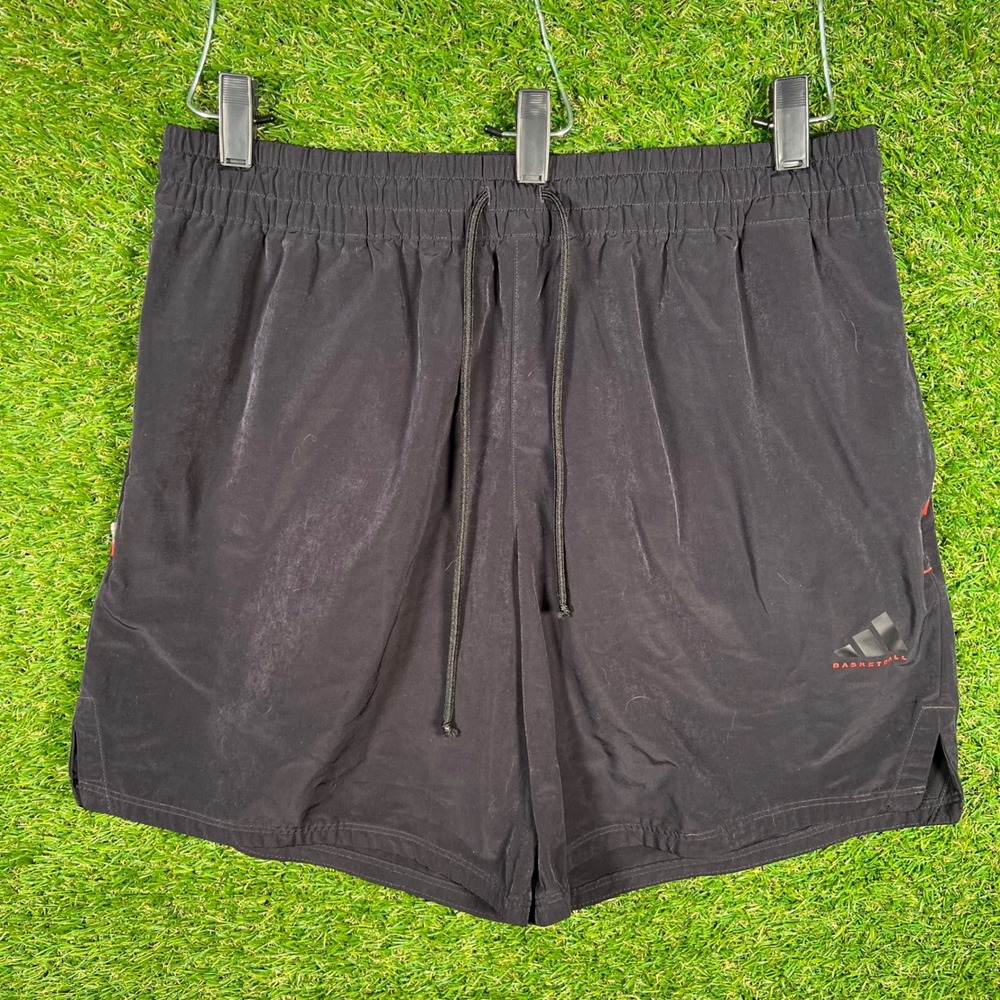 Adidas Basketball Mens Shorts Black Elastic Waist Athletic Size Medium